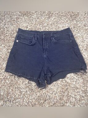 Blank NYC Black High-Rise Frayed Hem Denim Shorts